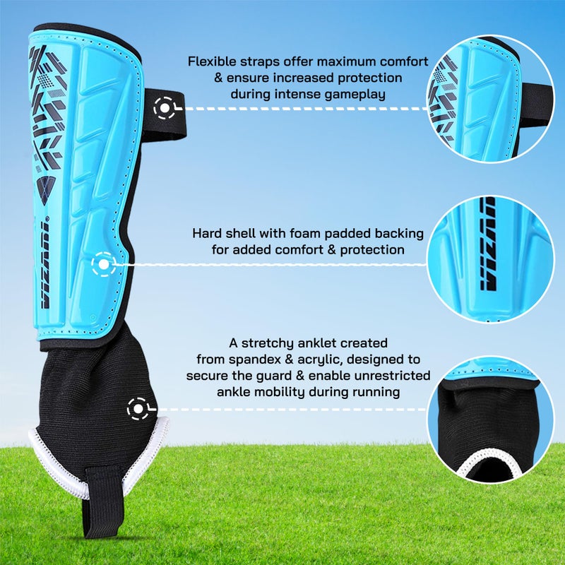 VIZARI Malaga Soccer Shinguard | Durable Soccer Shin Guard with Tough Protection & Elastic Straps | Breathable, Moisture-Wicking Youth Soccer GearProduct - Image 4
